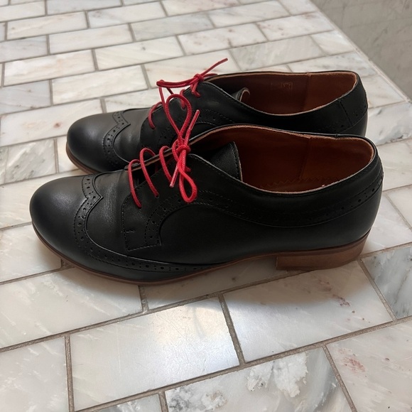 JULIA BO Women’s Black Leather Astoria - Derby Shoes - Size 6 (36) - Picture 7 of 13